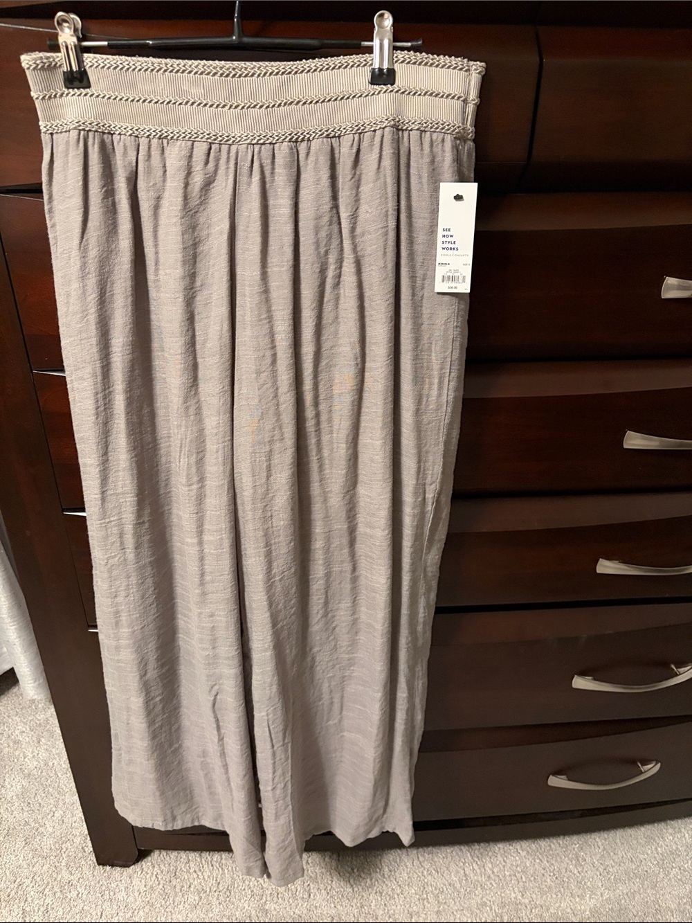 Apt. 9 Taupe Wide-Leg Smocked Waist Pants
